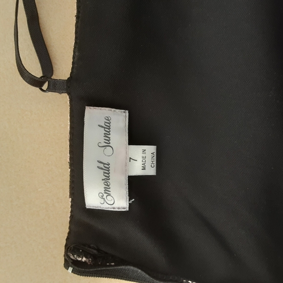 Esmerald Sundae 🌞048 Spaghetti Strap Dress Sz 7 Embellished  Strappy Black - Picture 5 of 11